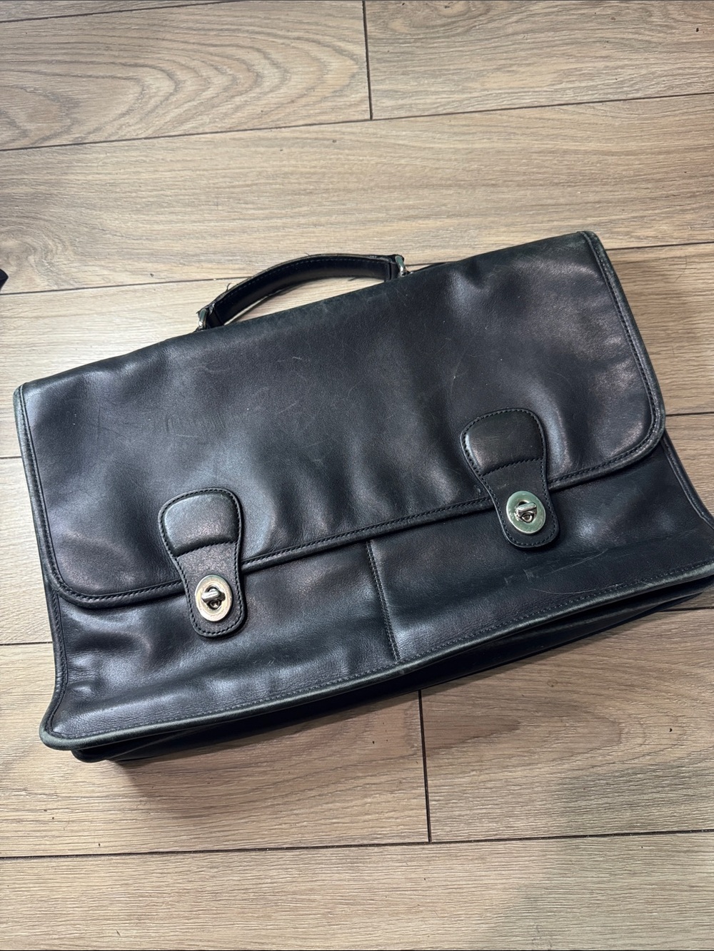 Vintage Coach Classic Black Leather Men's Briefcase